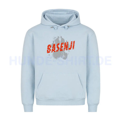 Premium Hoodie "Basenji - PAW" Babyblau – hunde-shirt.de