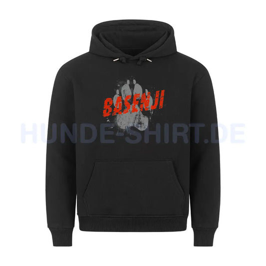 Premium Hoodie "Basenji - PAW" Schwarz – hunde-shirt.de