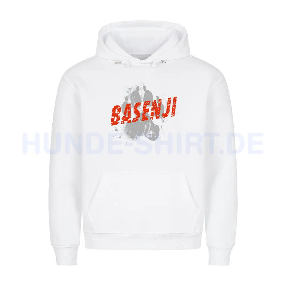 Premium Hoodie "Basenji - PAW" Weiß – hunde-shirt.de