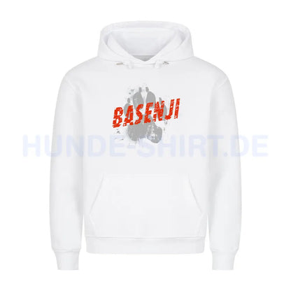 Premium Hoodie "Basenji - PAW" Weiß – hunde-shirt.de