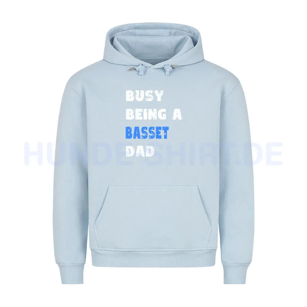 Premium Hoodie "Basset - Busy DAD" Babyblau – hunde-shirt.de