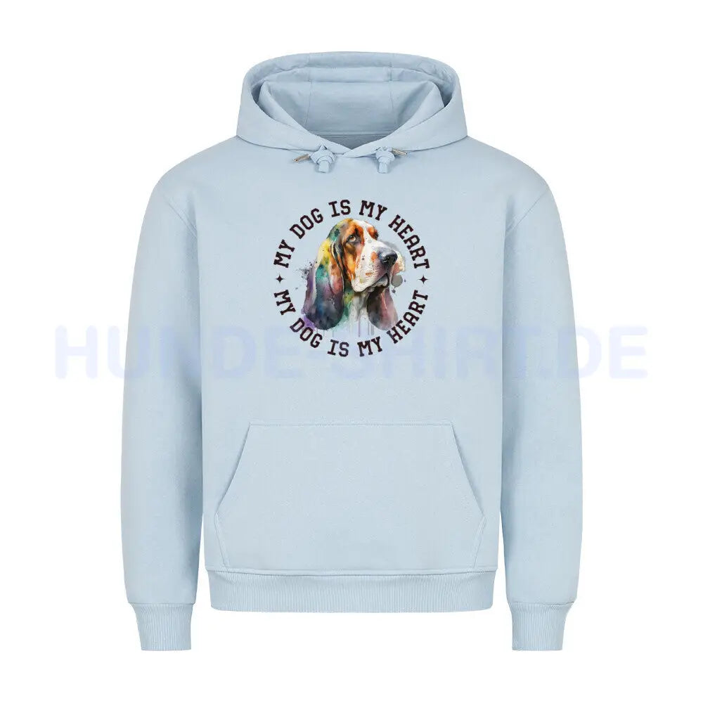 Premium Hoodie "Basset HEART" Babyblau – hunde-shirt.de