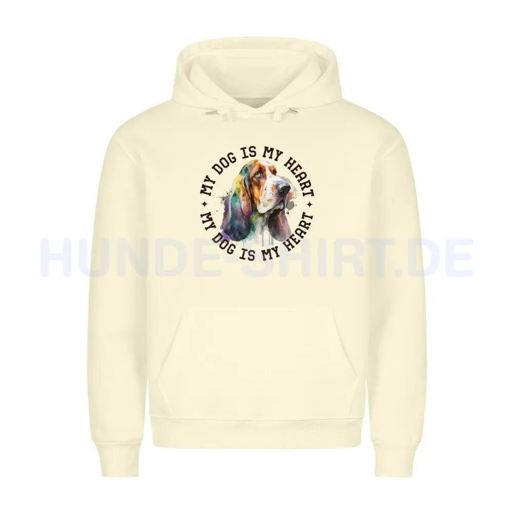 Premium Hoodie "Basset HEART" Beige – hunde-shirt.de