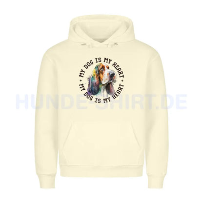 Premium Hoodie "Basset HEART" Beige – hunde-shirt.de