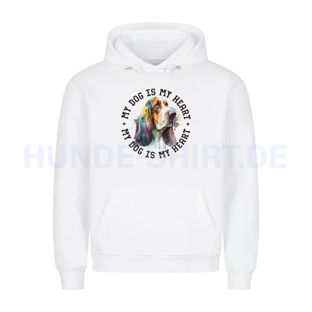 Premium Hoodie "Basset HEART" Weiß – hunde-shirt.de