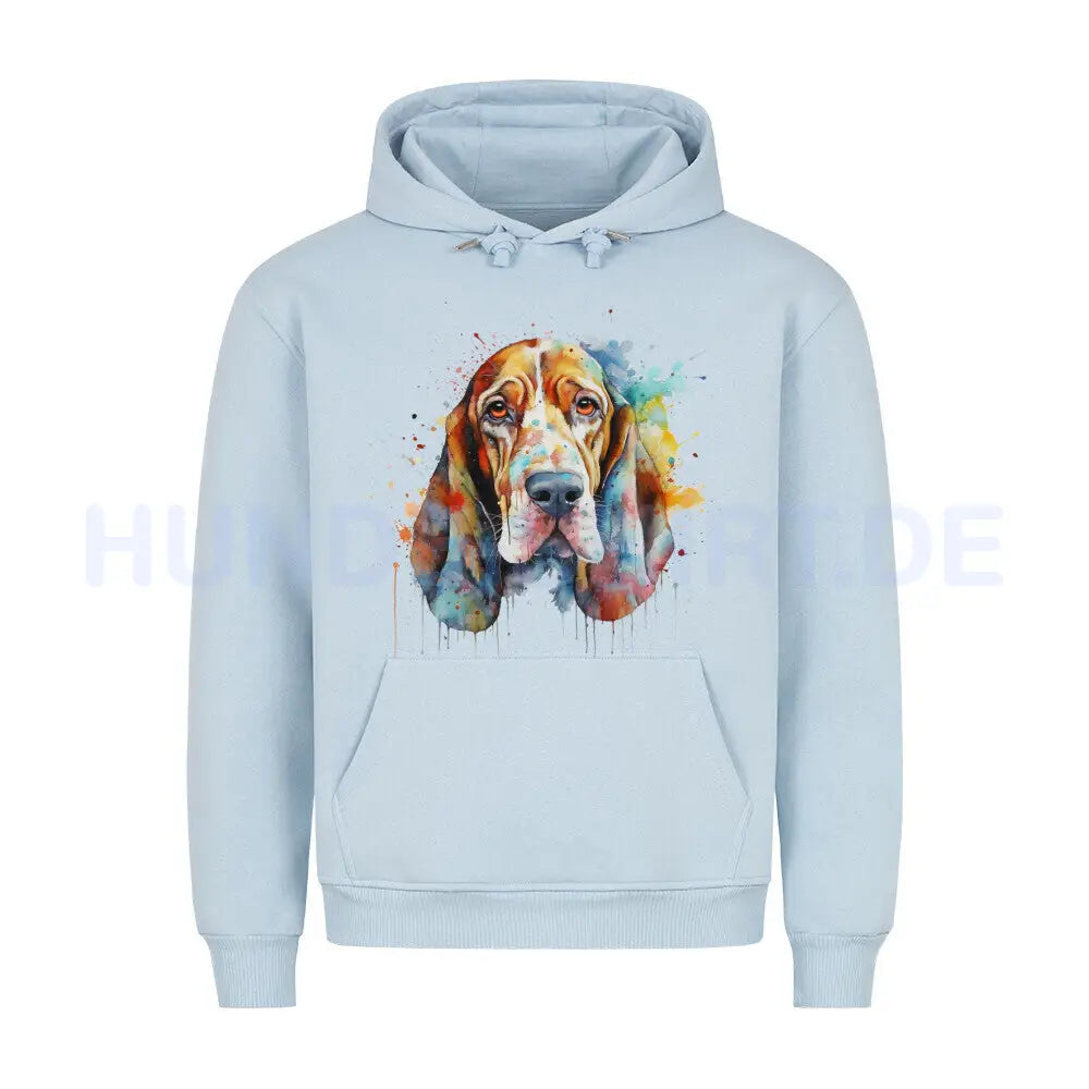 Premium Hoodie "Basset Paint 2" Babyblau – hunde-shirt.de