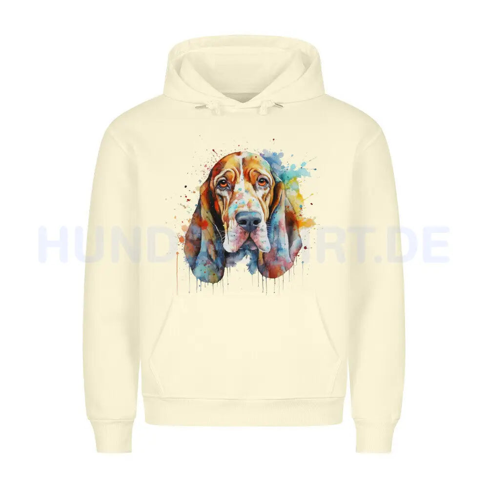 Premium Hoodie "Basset Paint 2" Beige – hunde-shirt.de