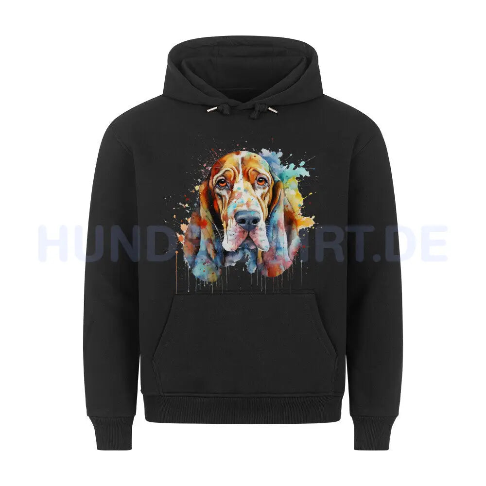 Premium Hoodie "Basset Paint 2" Schwarz – hunde-shirt.de