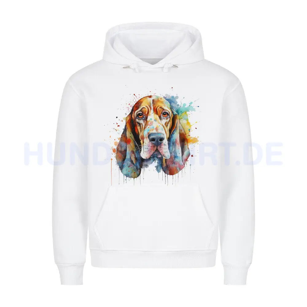 Premium Hoodie "Basset Paint 2" Weiß – hunde-shirt.de