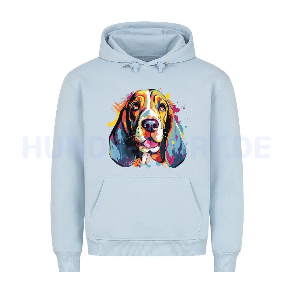 Premium Hoodie "Basset Paint" Babyblau – hunde-shirt.de