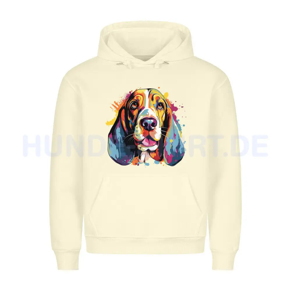 Premium Hoodie "Basset Paint" Beige – hunde-shirt.de