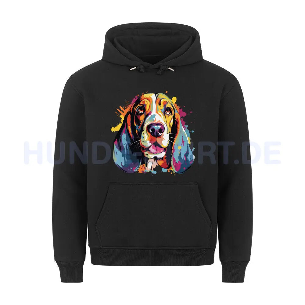 Premium Hoodie "Basset Paint" Schwarz – hunde-shirt.de