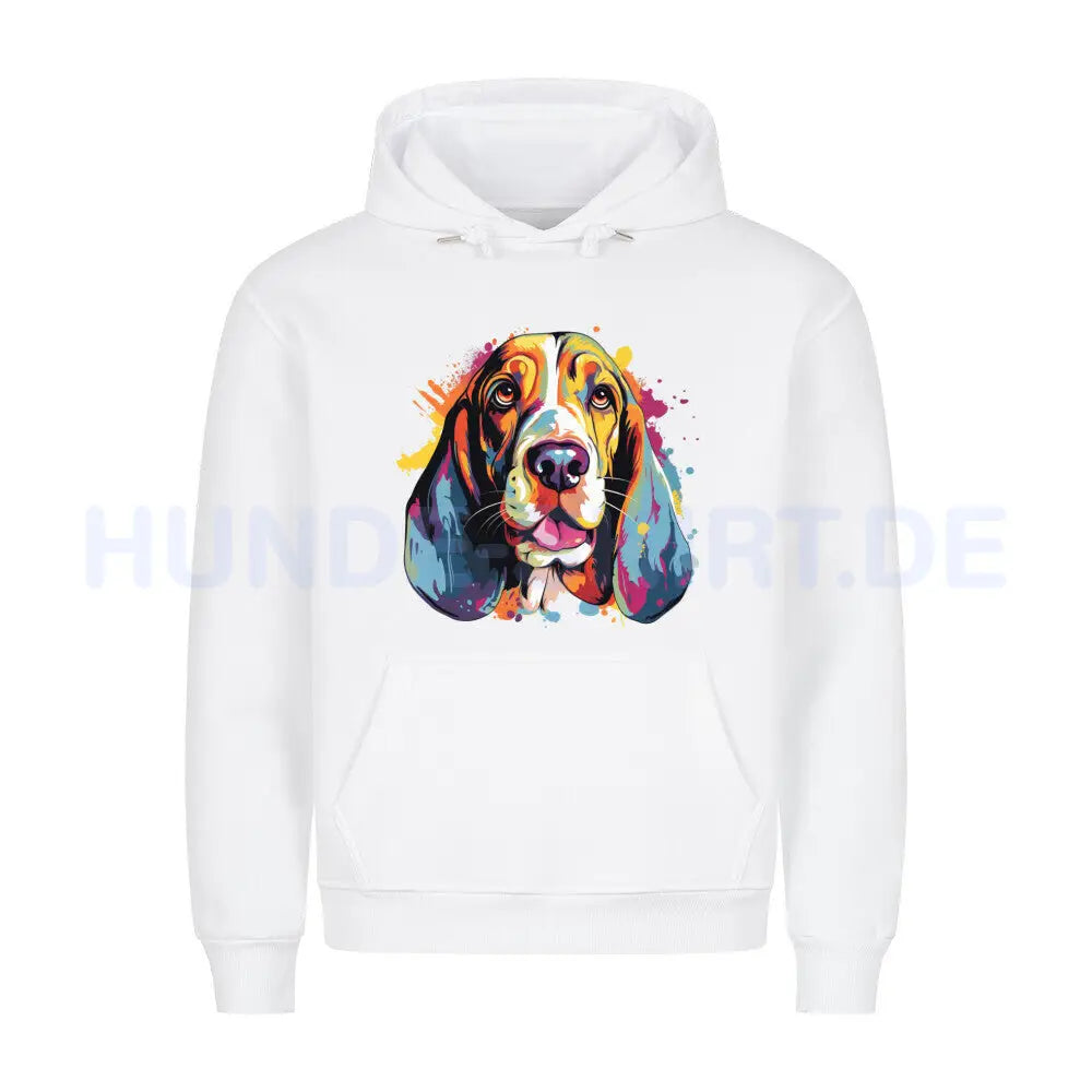 Premium Hoodie "Basset Paint" Weiß – hunde-shirt.de