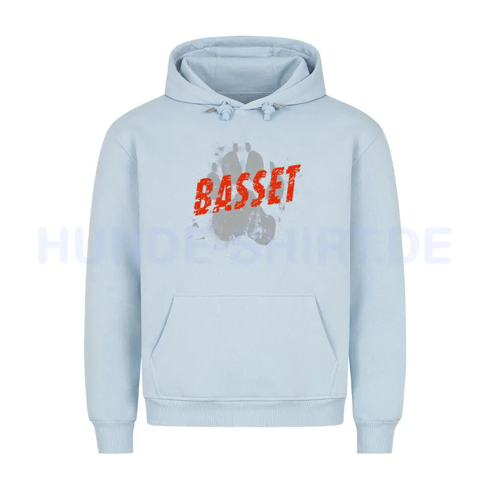 Premium Hoodie "Basset - PAW" Babyblau – hunde-shirt.de