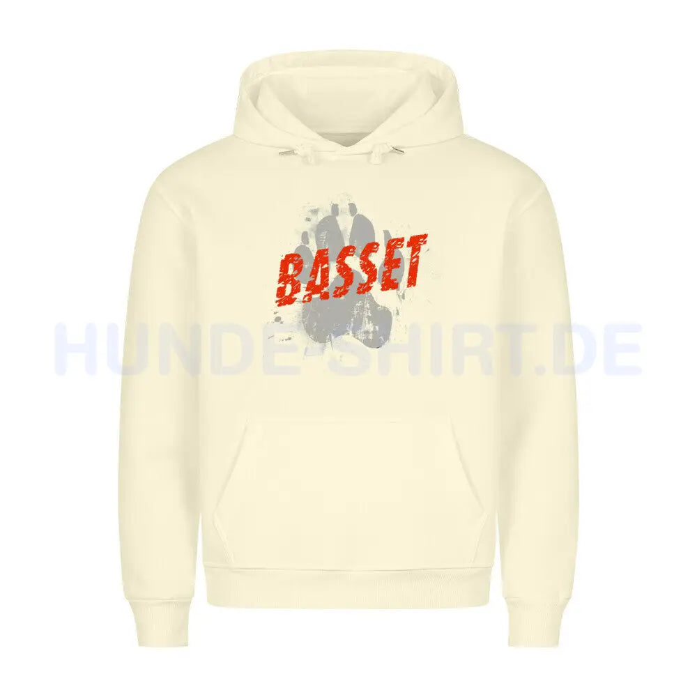 Premium Hoodie "Basset - PAW" Beige – hunde-shirt.de