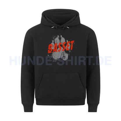 Premium Hoodie "Basset - PAW" Schwarz – hunde-shirt.de