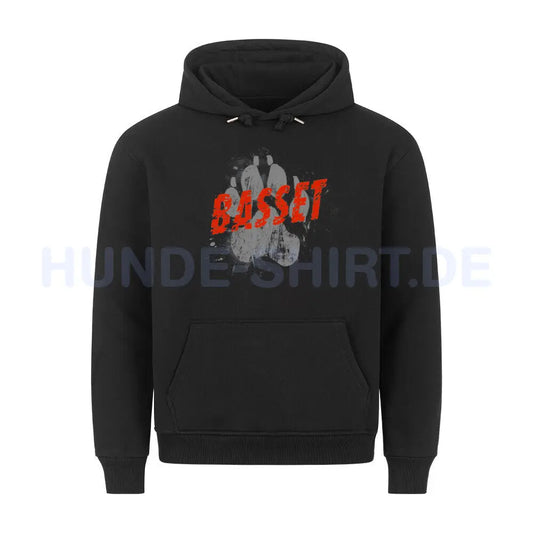 Premium Hoodie "Basset - PAW" Schwarz – hunde-shirt.de