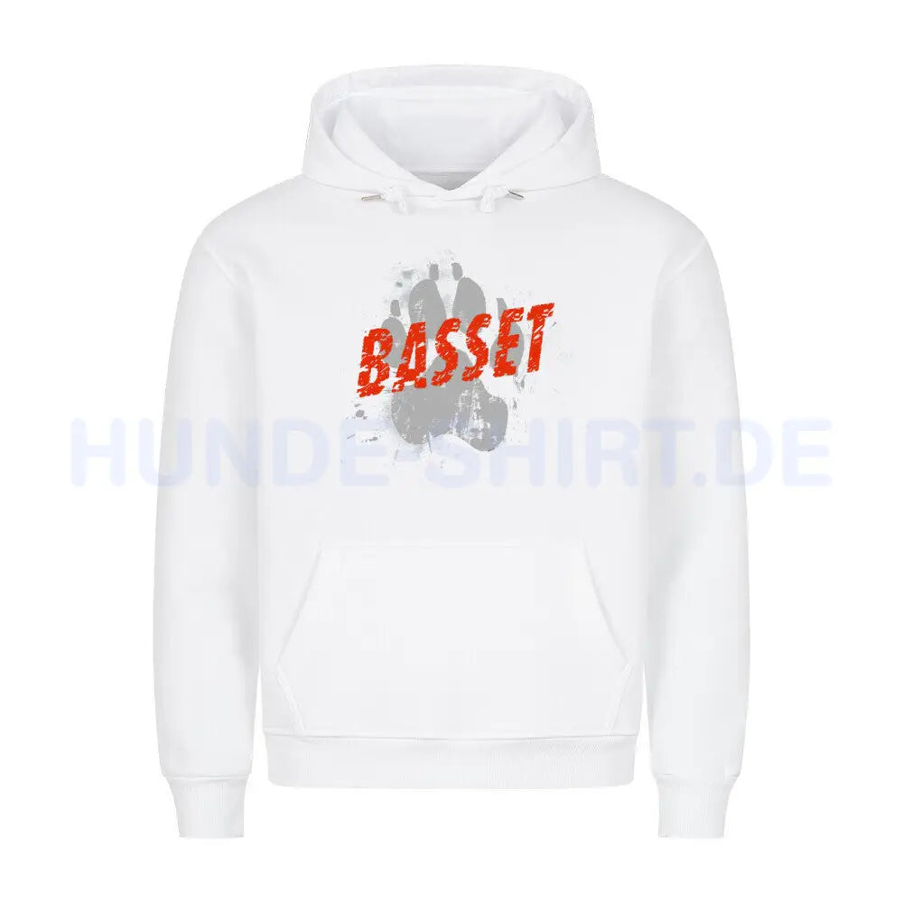 Premium Hoodie "Basset - PAW" Weiß – hunde-shirt.de