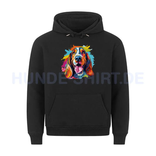 Premium Hoodie "Basset - Splash" Schwarz – hunde-shirt.de