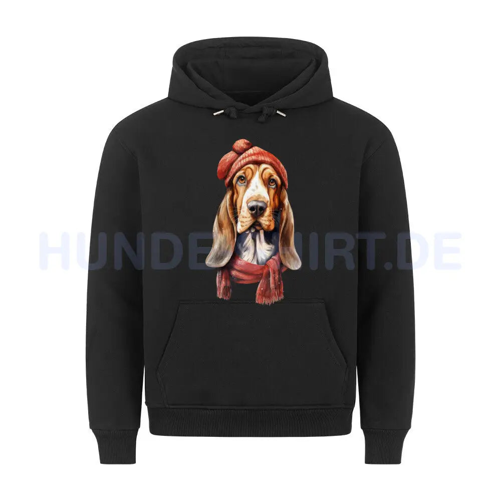 Premium Hoodie "Basset - Winter" Schwarz – hunde-shirt.de