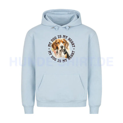 Premium Hoodie "Beagle HEART" Babyblau – hunde-shirt.de