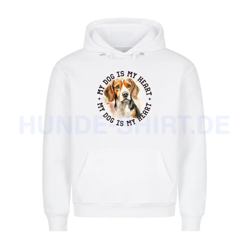 Premium Hoodie "Beagle HEART" Weiß – hunde-shirt.de