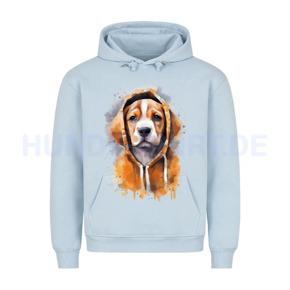 Premium Hoodie "Beagle - Orange Hooded" Babyblau – hunde-shirt.de