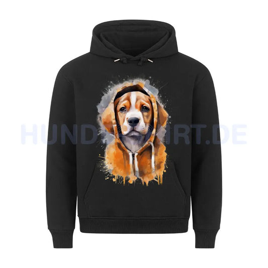 Premium Hoodie "Beagle - Orange Hooded" Schwarz – hunde-shirt.de