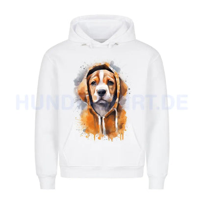 Premium Hoodie "Beagle - Orange Hooded" Weiß – hunde-shirt.de