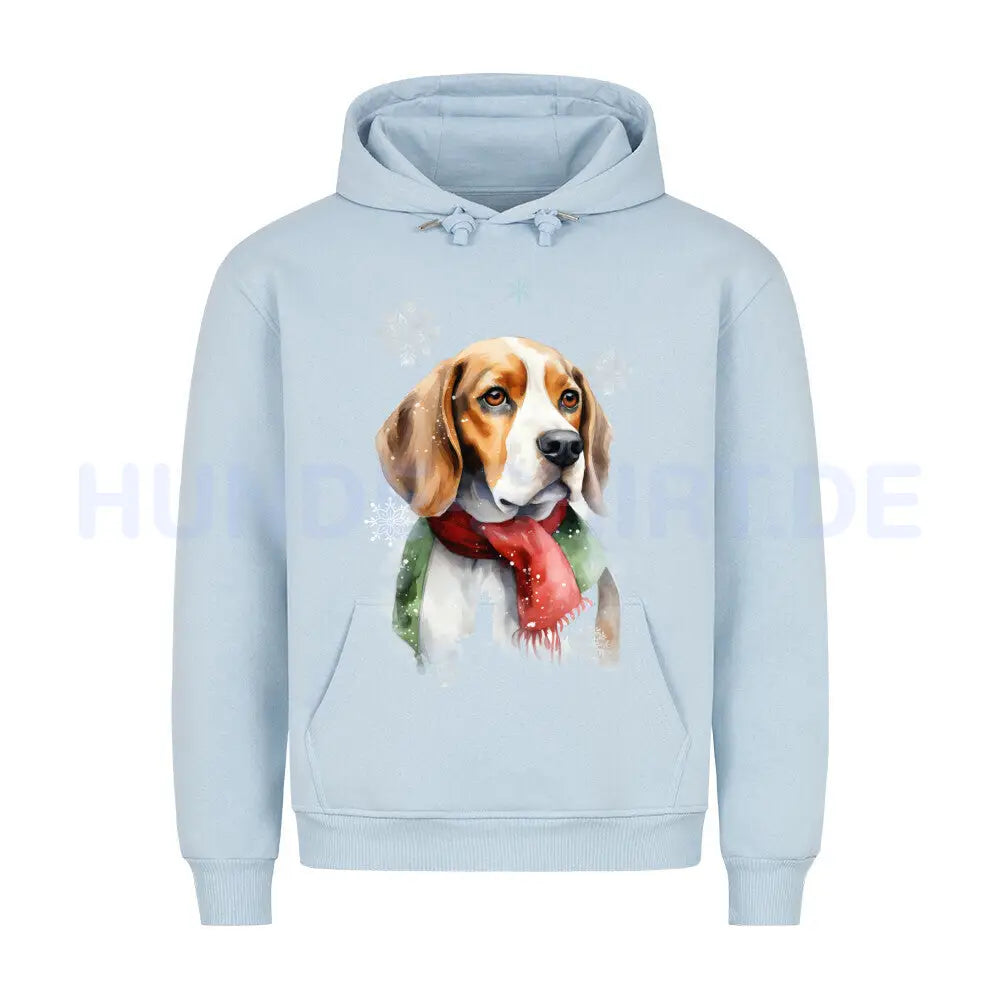 Premium Hoodie "Beagle Winter" Babyblau – hunde-shirt.de