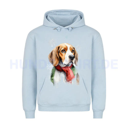 Premium Hoodie "Beagle Winter" Babyblau – hunde-shirt.de