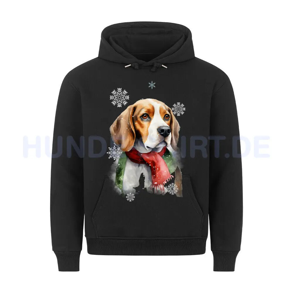 Premium Hoodie "Beagle Winter" Schwarz – hunde-shirt.de