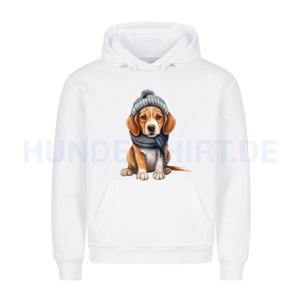 Premium Hoodie Beagle - Winterbub" Weiß – hunde-shirt.de