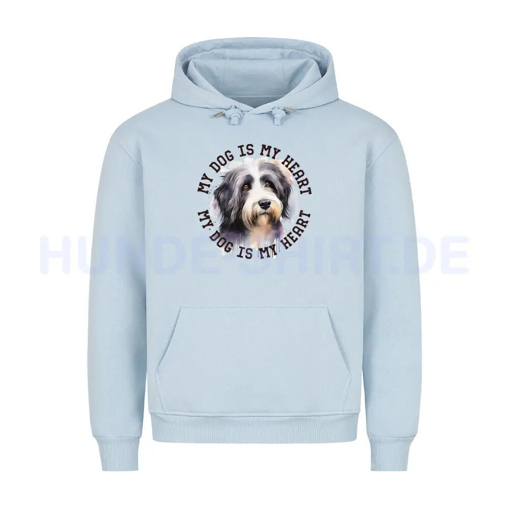 Premium Hoodie "Bearded Collie HEART" Babyblau – hunde-shirt.de