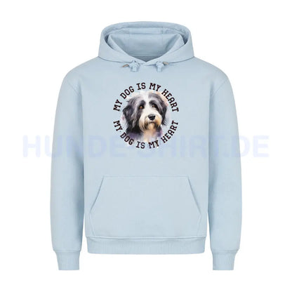 Premium Hoodie "Bearded Collie HEART" Babyblau – hunde-shirt.de