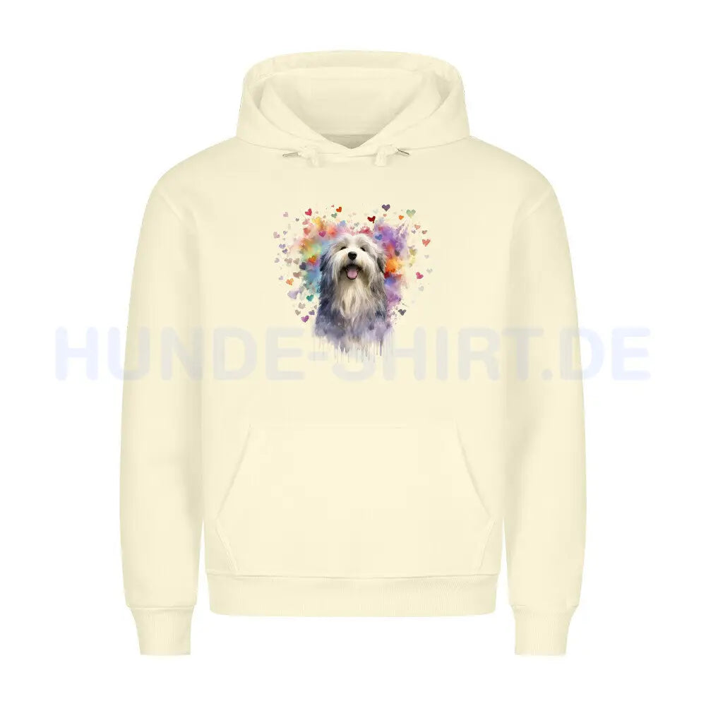 Premium Hoodie "Bearded Collie - HEART" Beige – hunde-shirt.de