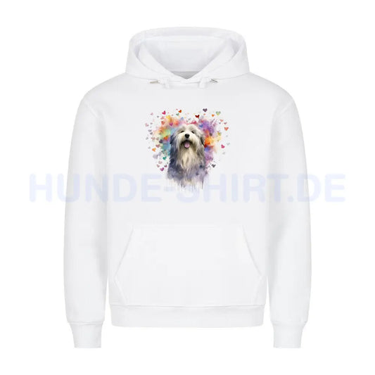 Premium Hoodie "Bearded Collie - HEART" Weiß – hunde-shirt.de