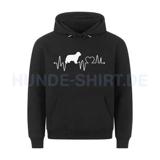 Premium Hoodie "Bearded Collie - Heartbeat" Schwarz – hunde-shirt.de