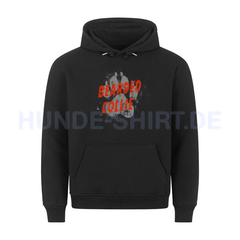 Premium Hoodie "Bearded Collie - PAW" Schwarz – hunde-shirt.de