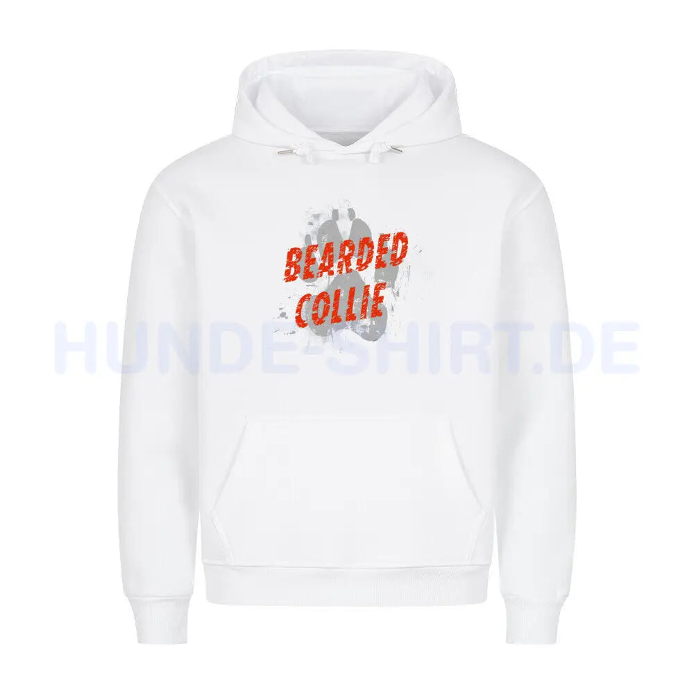 Premium Hoodie "Bearded Collie - PAW" Weiß – hunde-shirt.de