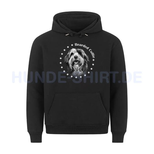 Premium Hoodie "Bearded Collie Rounded" Schwarz – hunde-shirt.de