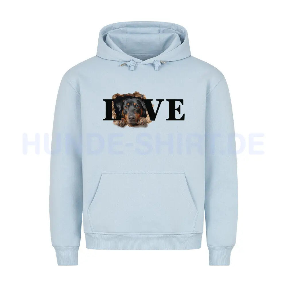 Premium Hoodie "Beauceron LOVE" Babyblau – hunde-shirt.de