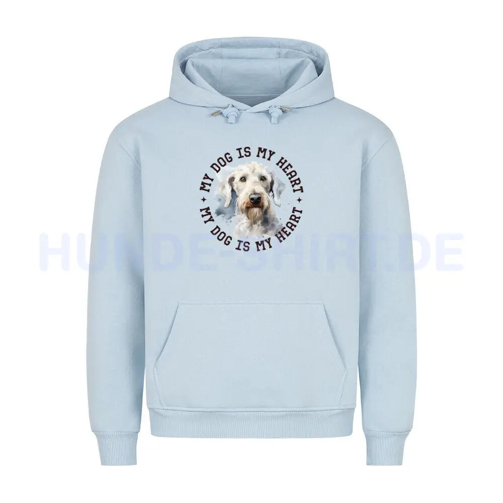 Premium Hoodie "Bedlington Terrier HEART" Babyblau – hunde-shirt.de