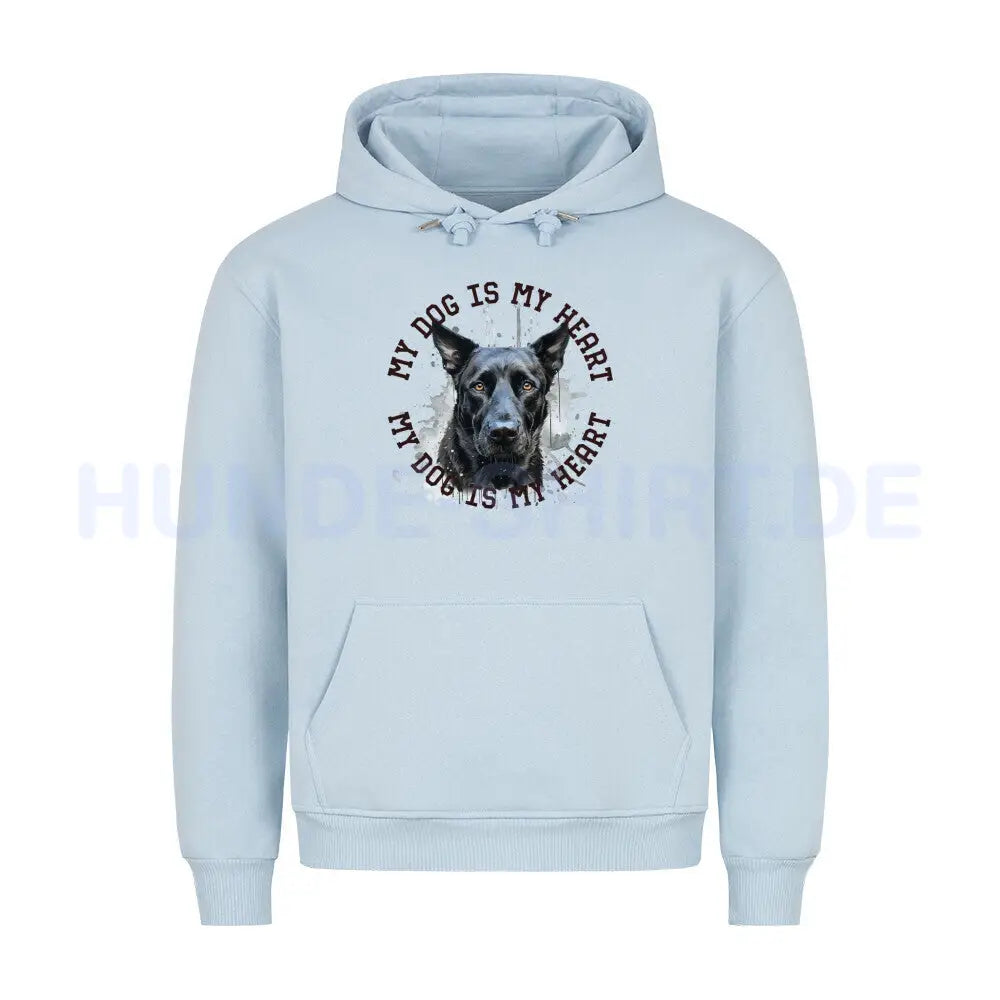 Premium Hoodie "Belgischer Schäferhund schwarz HEART" Babyblau – hunde-shirt.de