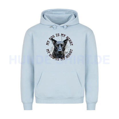 Premium Hoodie "Belgischer Schäferhund schwarz HEART" Babyblau – hunde-shirt.de