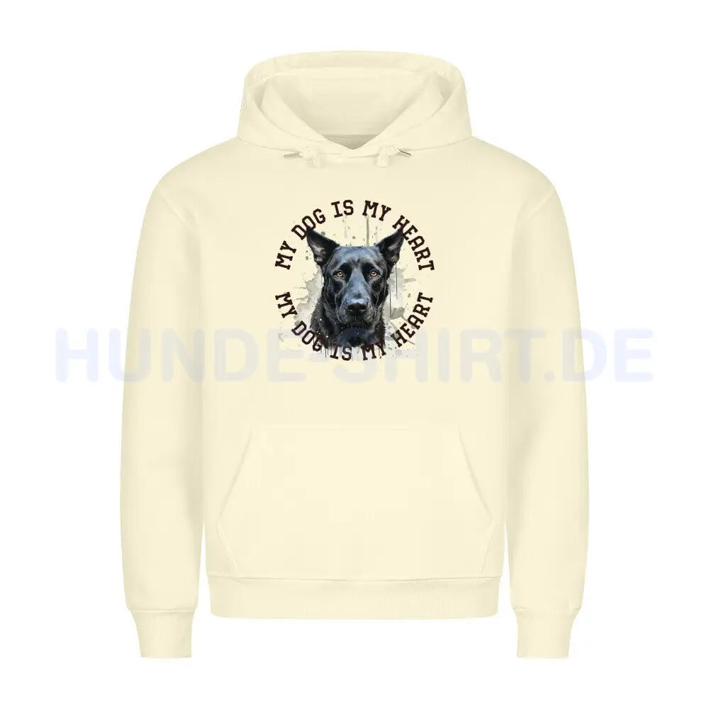 Premium Hoodie "Belgischer Schäferhund schwarz HEART" Beige – hunde-shirt.de