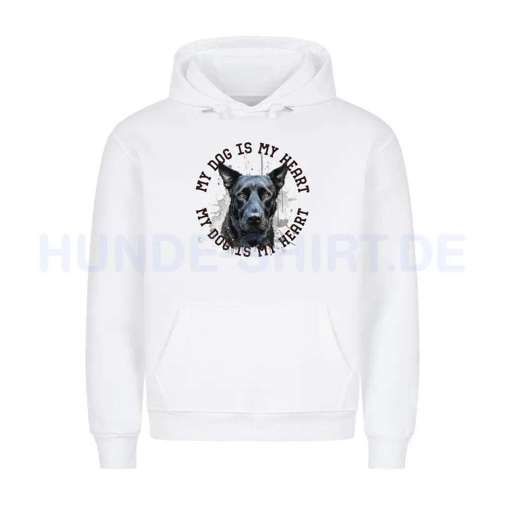 Premium Hoodie "Belgischer Schäferhund schwarz HEART" Weiß – hunde-shirt.de