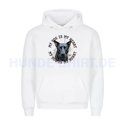 Premium Hoodie "Belgischer Schäferhund schwarz HEART" Weiß – hunde-shirt.de