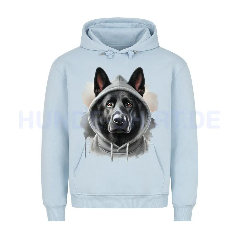 Premium Hoodie "Belgischer Schäferhund schwarz Hooded" Babyblau – hunde-shirt.de