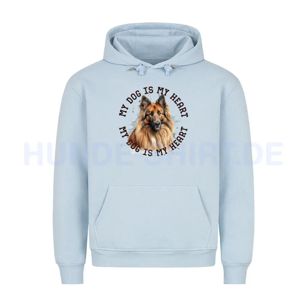 Premium Hoodie "Belgischer Schäferhund Tervueren HEART" Babyblau – hunde-shirt.de